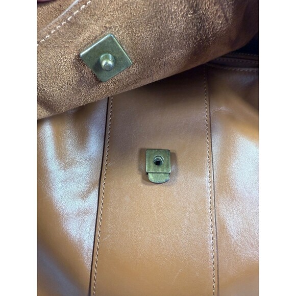 Valentina Fiore Large Tan/Brown Italian 100% Leather Saddle Handbag Purse - Picture 8 of 16